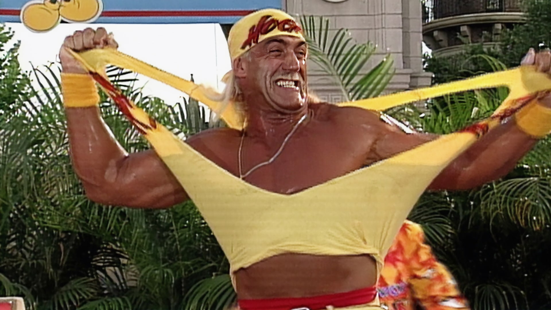Hulk Hogan ripping off his yellow vest