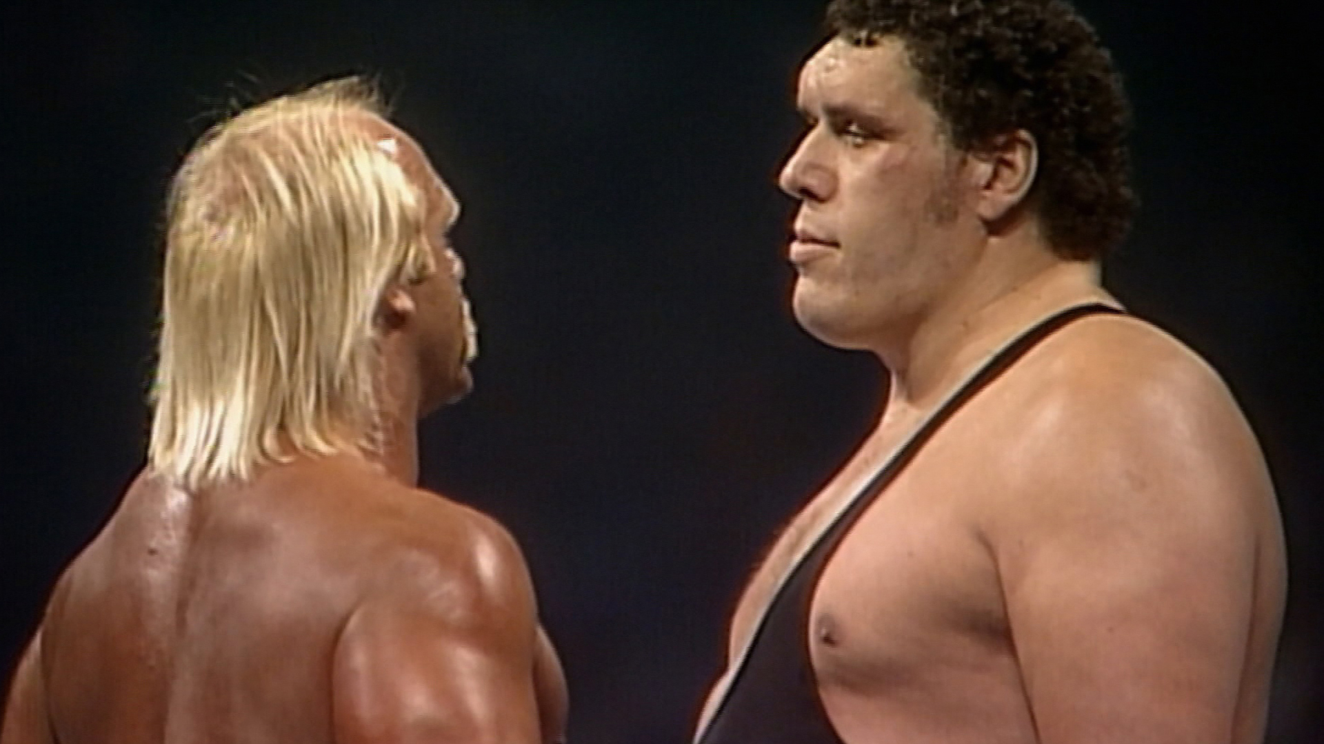 Hulk Hogan facing off against André the Giant
