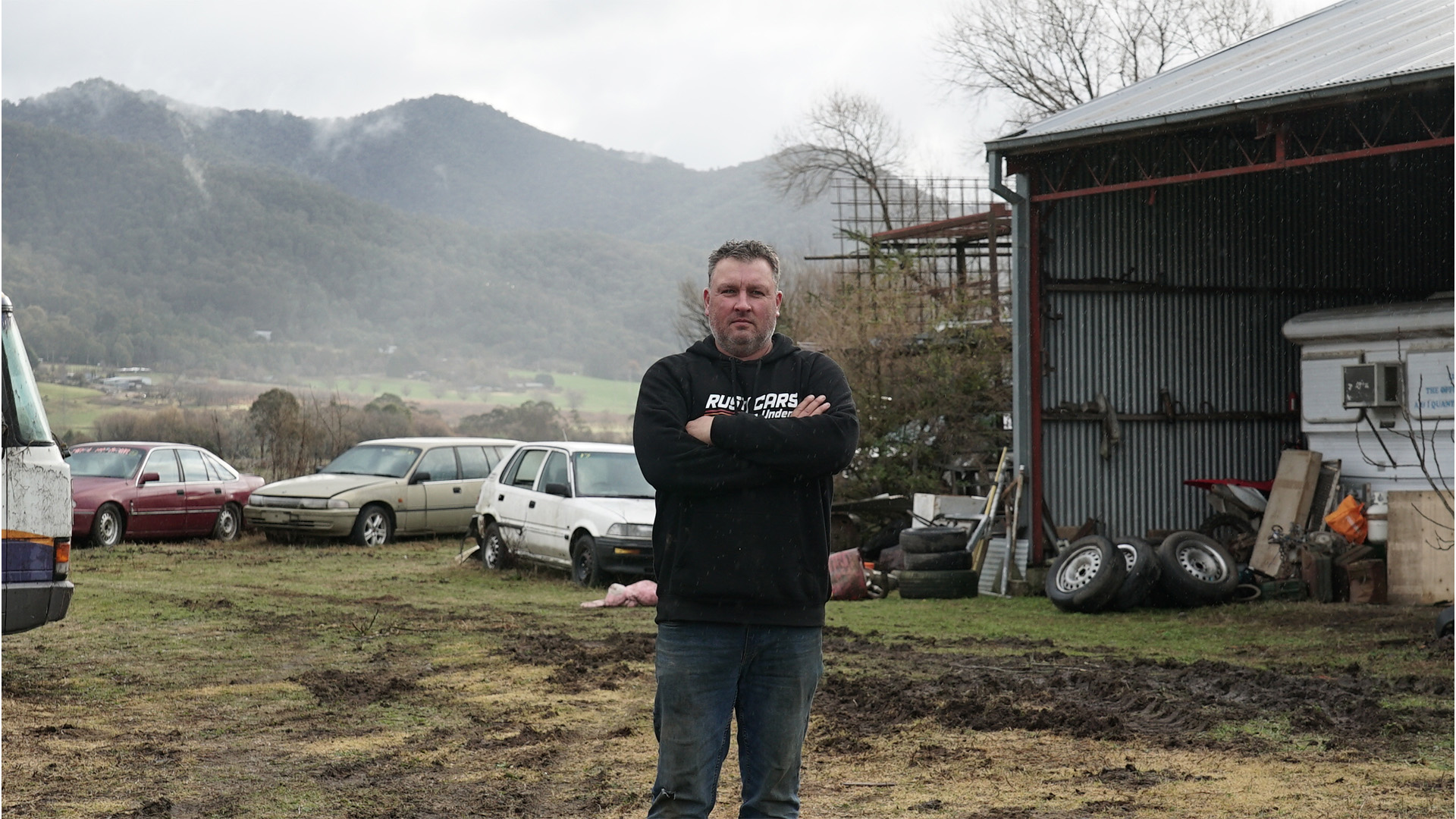 Mick from Outback Wreckers in his wrecking yard
