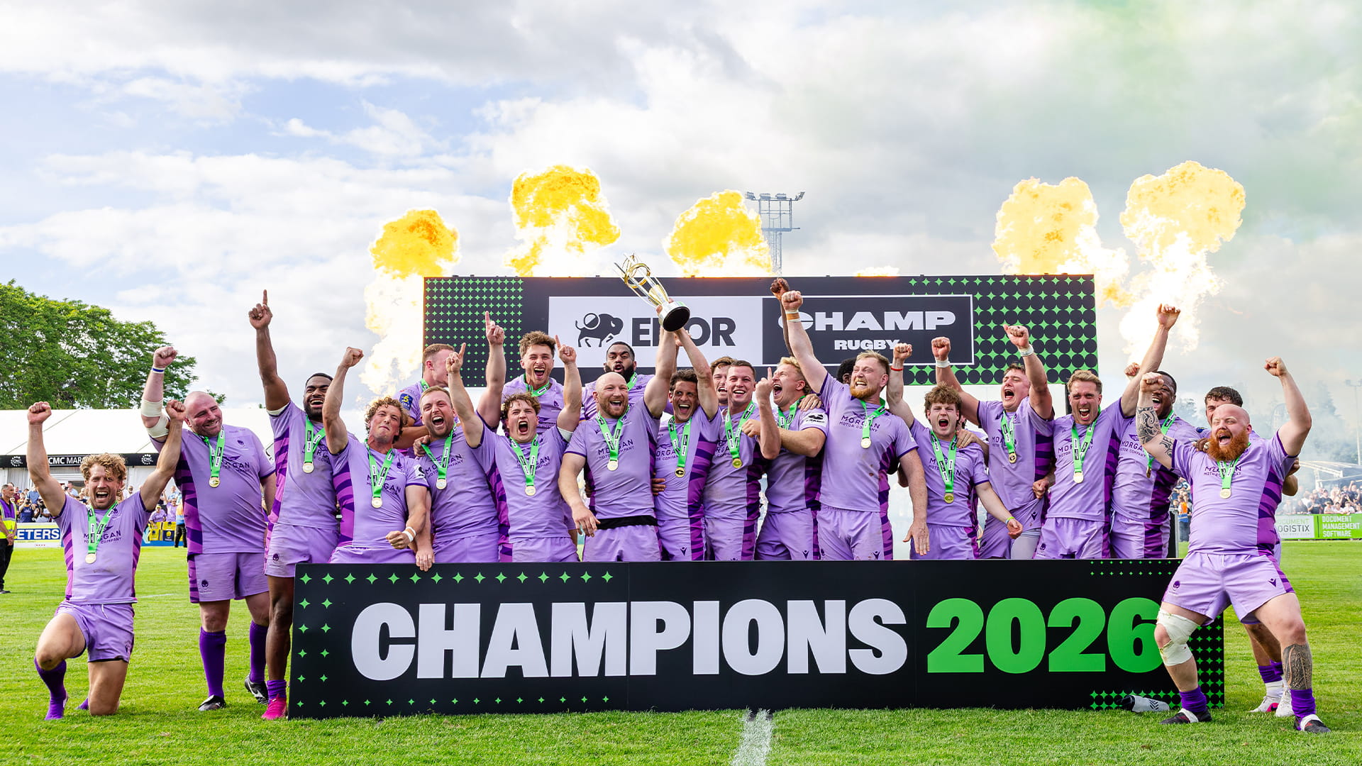 Worcester Warriors celebrate being Champ Rugby champions
