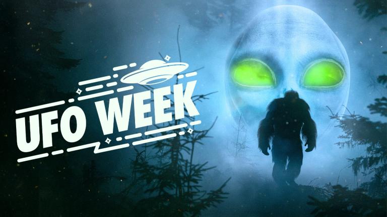 The 'UFO Week' logo overlayed on promotional artwork for Monster Aliens